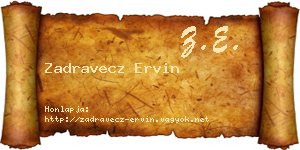 Zadravecz Ervin névjegykártya